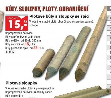 Kůly, sloupky, ploty, ohraničení