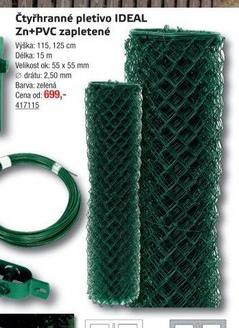 Čtyřhranné pletivo IDEAL Zn+PVC zapletené