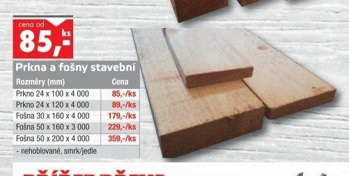 Prkna a fošny stavební