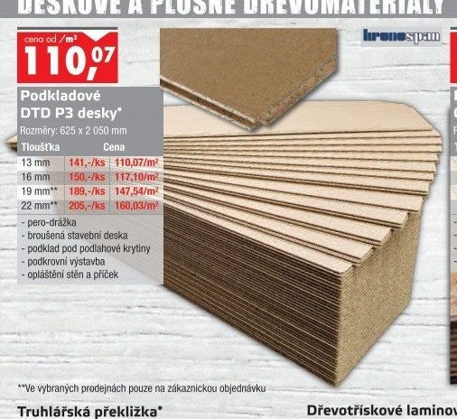 Podkladové DTD P3 desky