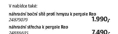náhradní boční sítě proti hmyzu k pergole Reo