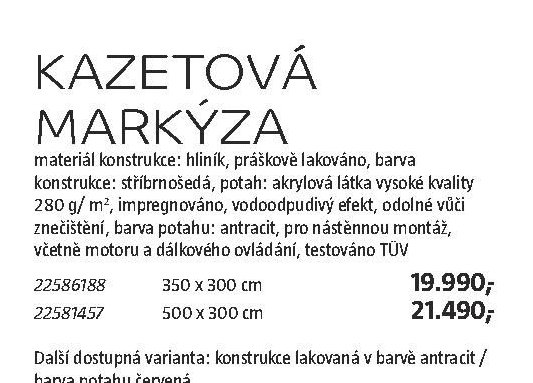 Kazetová markýza 350 x 300 cm