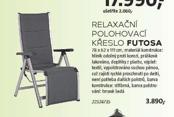 Relaxační polohovací křeslo Futosa