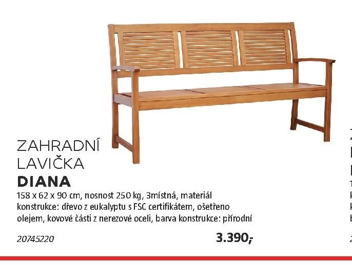 Zahradní lavička Diana (158 x 62 x 90 cm)