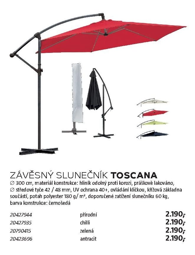 ZÁVĚSNÝ SLUNEČNÍK TOSCANA