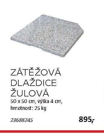 ZÁTĚŽOVÁ DLAŽDICE ŽULOVÁ 50x50x4cm