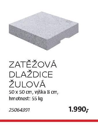 ZÁTĚŽOVÁ DLAŽDICE ŽULOVÁ 50x50x8cm