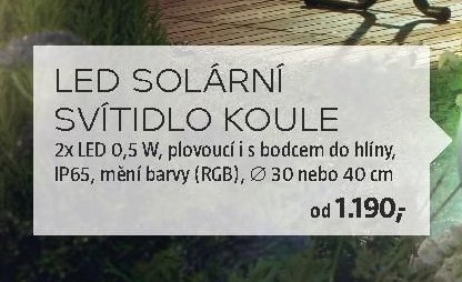 LED SOLÁRNÍ SVÍTIDLO KOULE