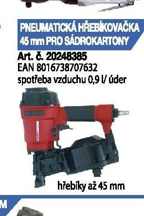 PNEUMATICKÁ HŘEBÍKOVAČKA 45 mm PRO SÁDROKARTONY