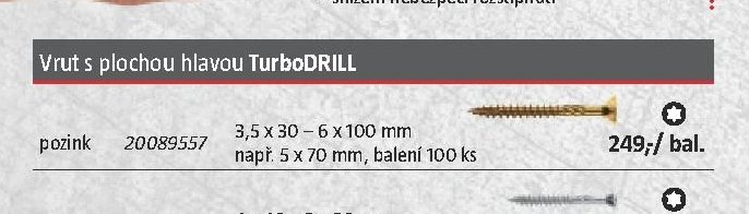 Vrut s plochou hlavou TurboDRILL
