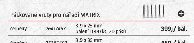 Páskované vruty pro nářadí MATRIX