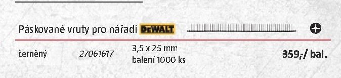 Páskované vruty pro nářadí DeWALT (černěný)