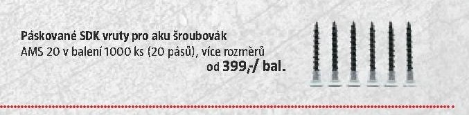 Páskované SDK vruty pro aku šroubovák