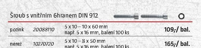 Šroub s vnitřním 6hranem DIN 912 (pozink)