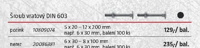 Šroub vratový DIN 603 (pozink)