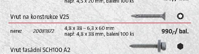 Vrut na konstrukce V25