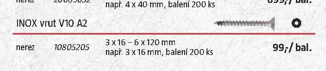 INOX vrut V10 A2