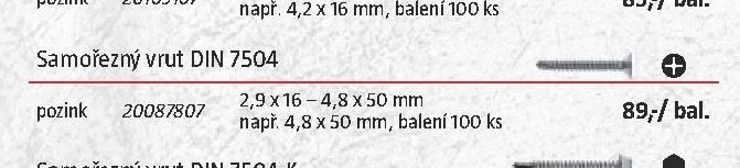 Samořezný vrut DIN 7504