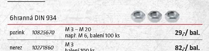 6hranná DIN 934 (pozink)