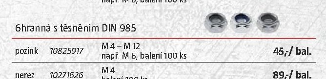 6hranná s těsněním DIN 985 (pozink)