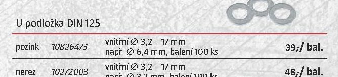 U podložka DIN 125 (pozink)