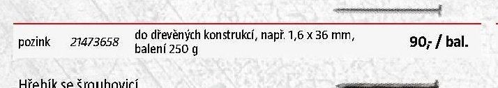 Hřebík stavební pozink
