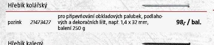 Hřebík kolářský pozink