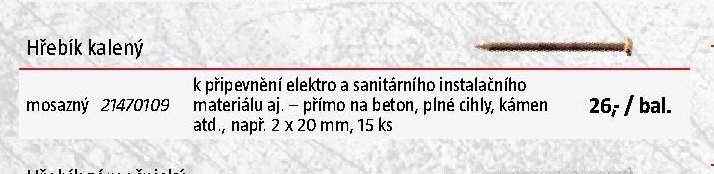 Hřebík kalený mosazný