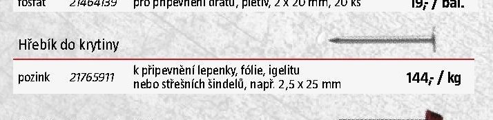 Hřebík do krytiny pozink