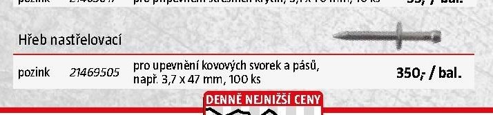 Hřeb nastřelovací pozink