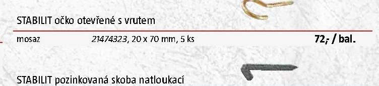 STABILIT očko otevřené s vrutem mosaz