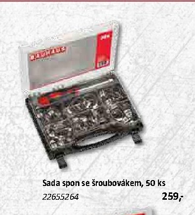 Sada spon se šroubovákem, 50 ks