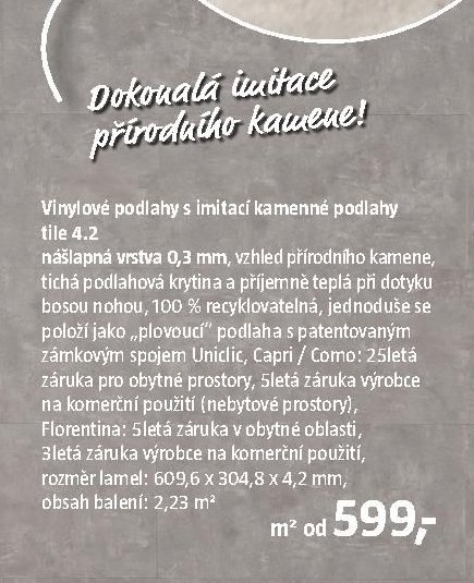 Vinylové podlahy s imitací kamenné podlahy tile 4.2