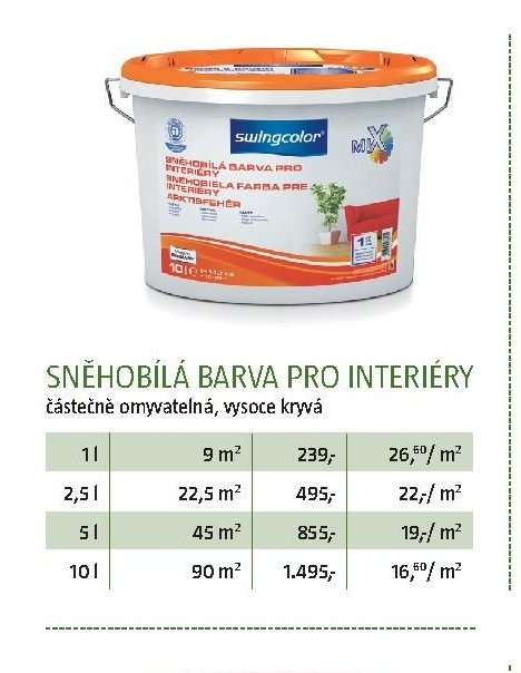 SNĚHOBÍLÁ BARVA PRO INTERIÉRY