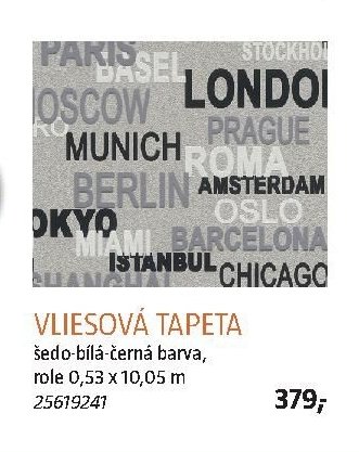 VLIESOVÁ TAPETA, šedo-bílá-černá barva, role 0,53 x 10,05 m