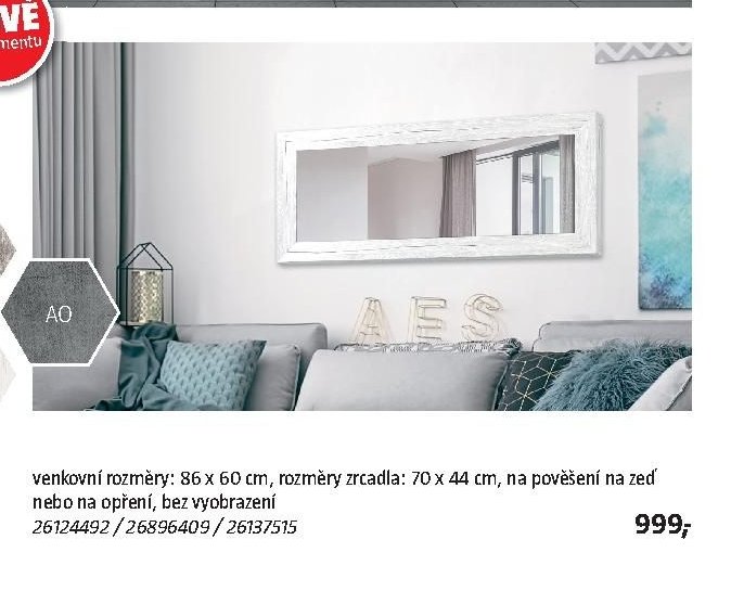 Zrcadlo (bílý rám - pravý horní rohový panel)