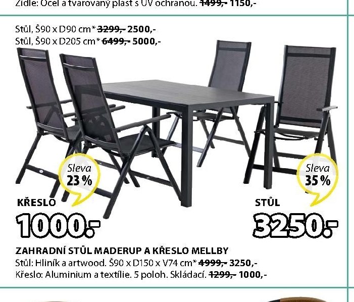 Zahradní stůl MADERUP a křeslo MELLBY