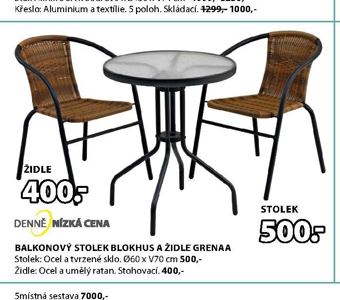 Balkonový stolek BLOKHUS a židle GRENAA