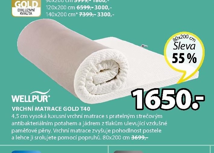 Vrchní matrace WELLPUR GOLD T40