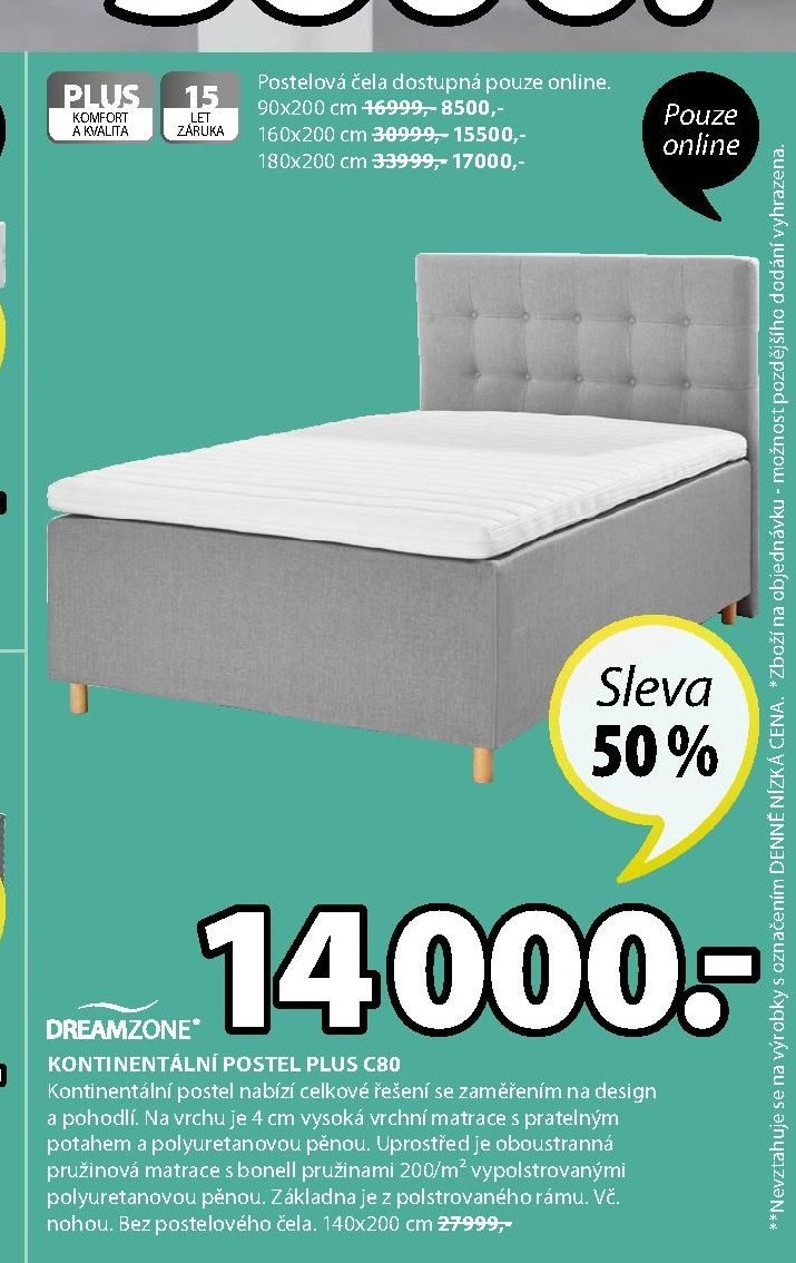 Kontinentální postel PLUS C80