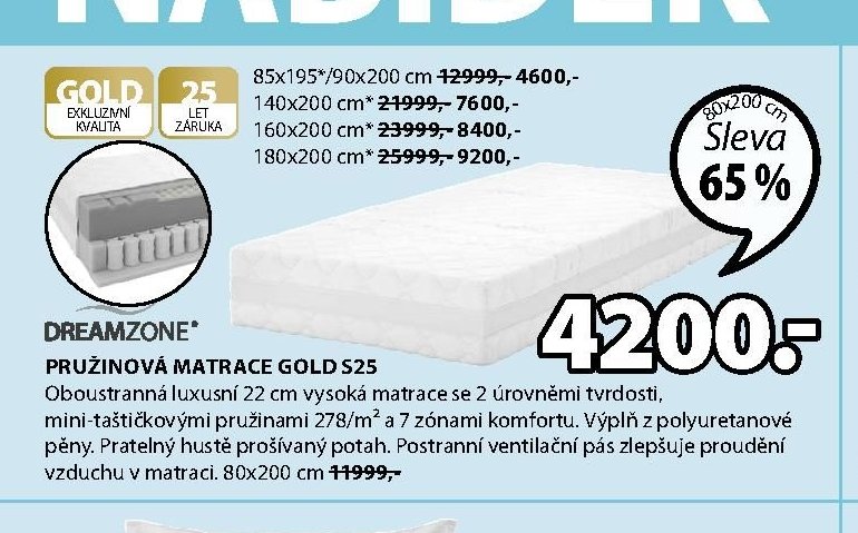 DREAMZONE PRUŽINOVÁ MATRACE GOLD S25