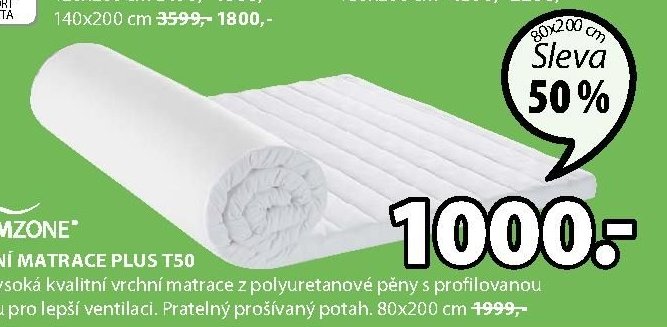 Vrchní matrace Plus T50