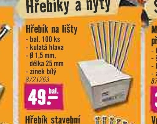 Hřebík na lišty