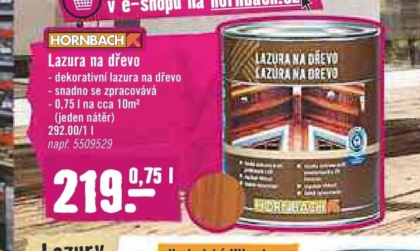 Lazura na dřevo Hornbach