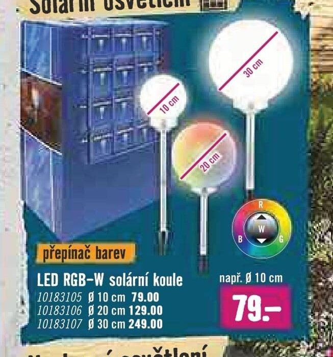 LED RGB-W solární koule