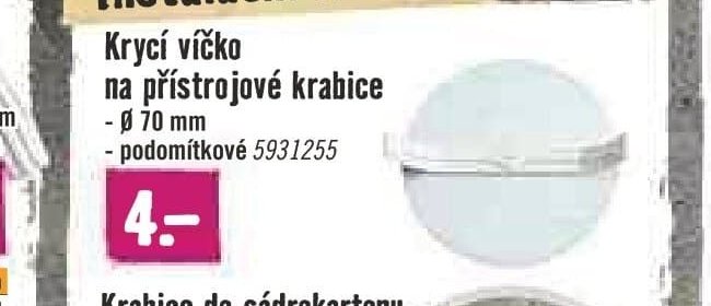 Krycí víčko na přístrojové krabice