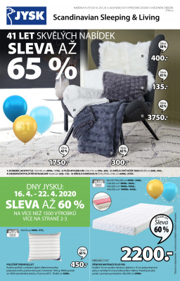 akční leták Jysk 16.4.2020-29.4.2020