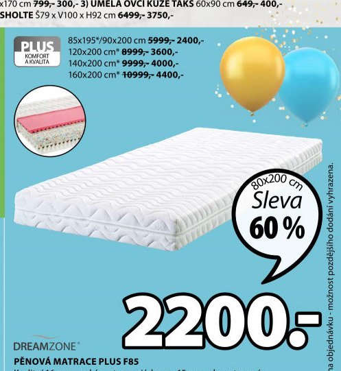PĚNOVÁ MATRACE PLUS F85