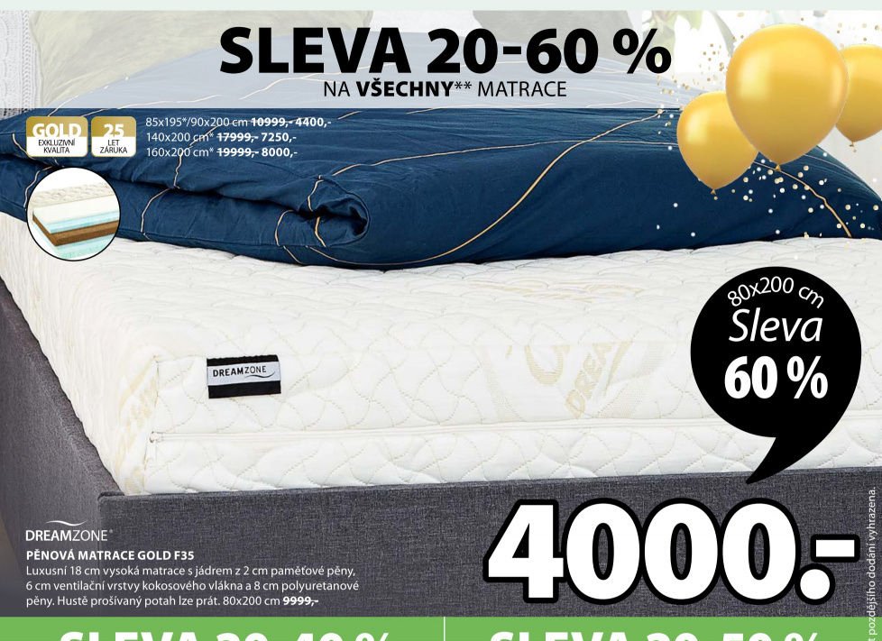 DREAMZONE PĚNOVÁ MATRACE GOLD F35