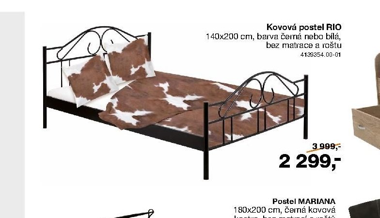 Kovová postel RIO
